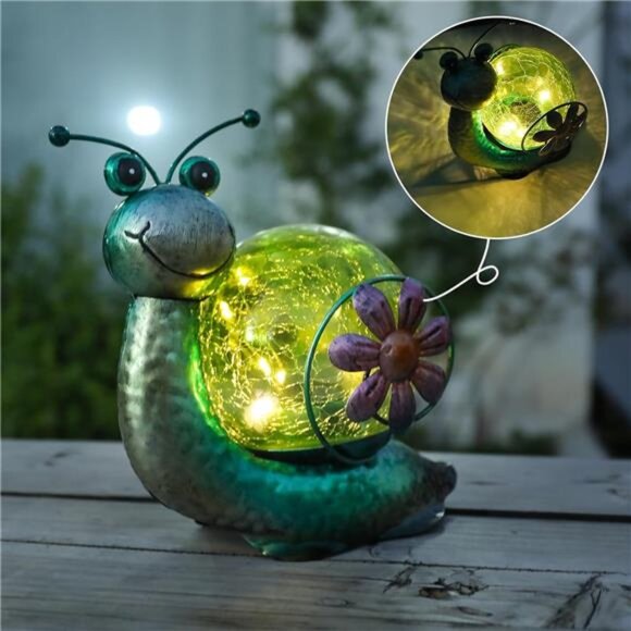 Solar Lantern Outdoor Waterproof LED Lights Snail Decorative Tabletop Lanterns - Picture 2 of 8
